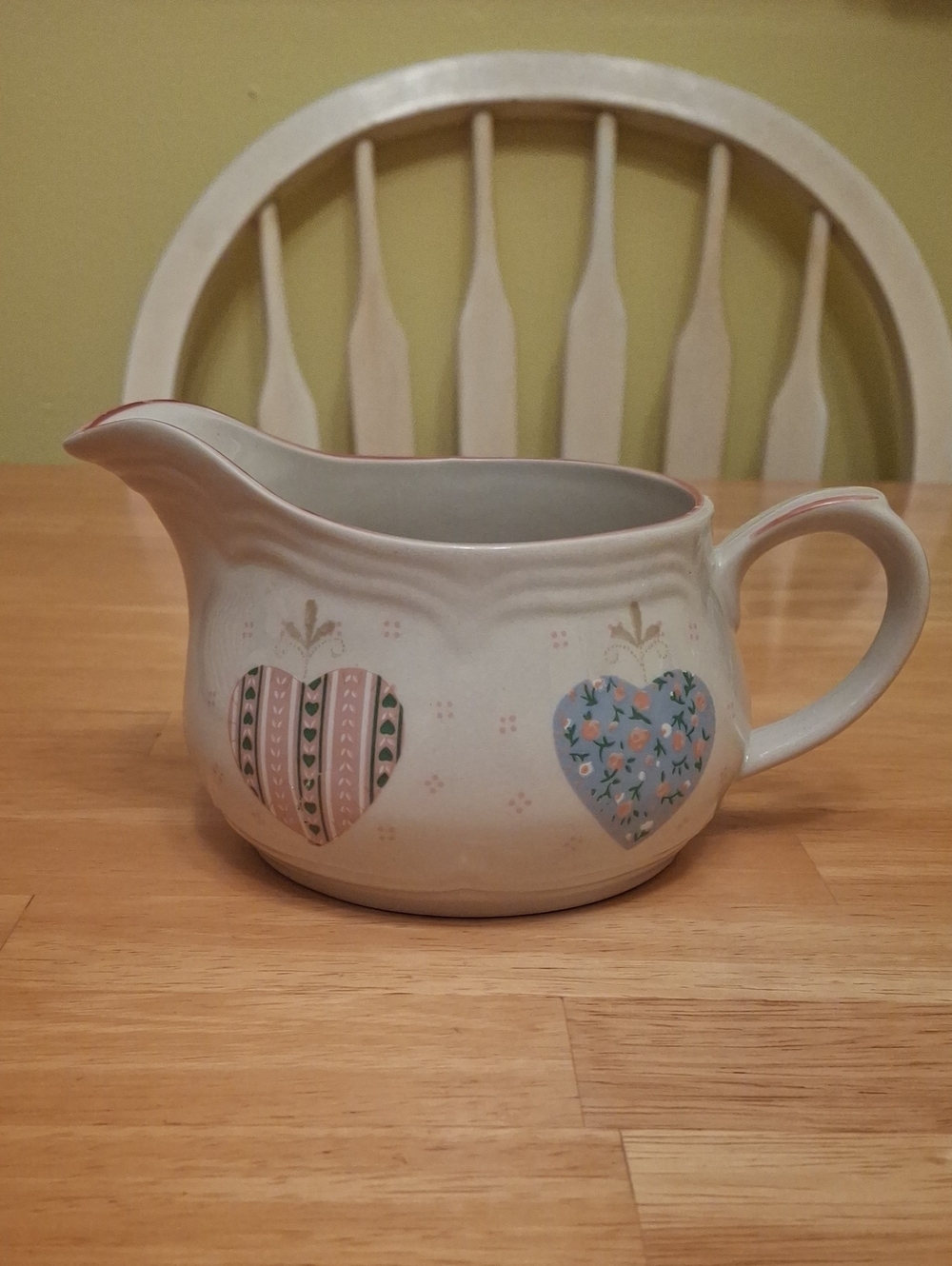 Tienshan Country Hearts Gravy Pitcher - Pastel Pink and Blue
